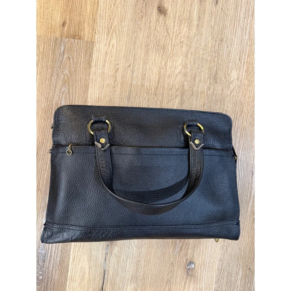 Dandy Satchel Bag Womens Large Black Top Grain American Leather Gold Hardware